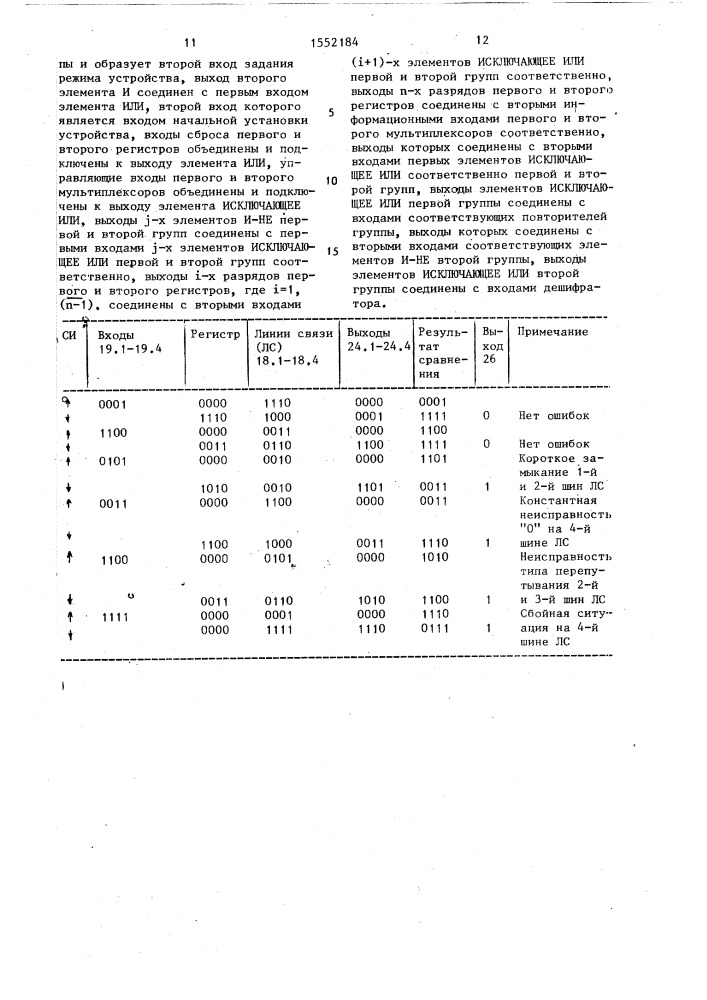 Устройство для контроля цифровых узлов (патент 1552184)