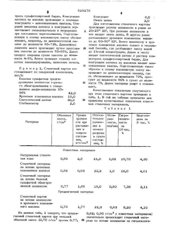 Состав для изготовления стелечного картона (патент 529278)