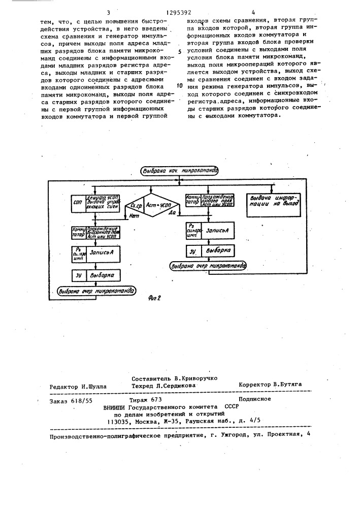 Микропрограммное устройство управления (патент 1295392)