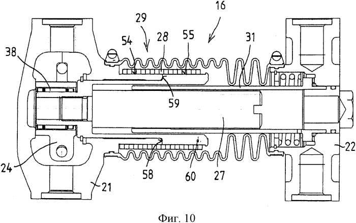 Исполнительный механизм с нажимной штангой для компактных модулей с суппортом дискового тормозного механизма с резьбовой деталью, опирающейся непосредственно на корпус исполнительного механизма (патент 2564460)