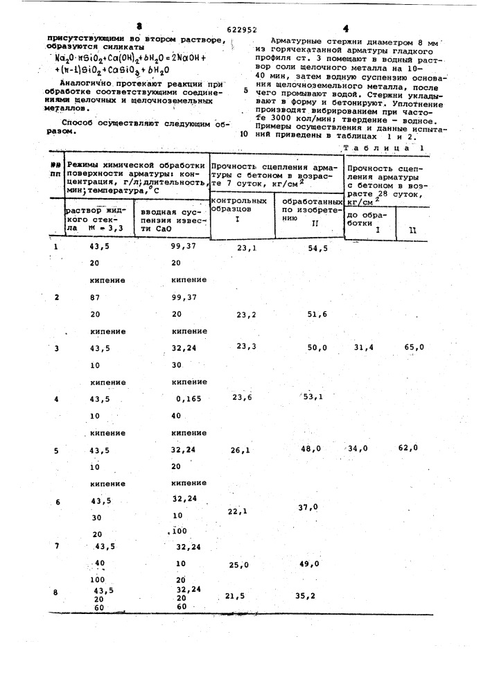 Способ подготовки арматуры для бетонирования (патент 622952)