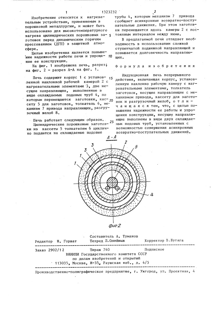 Индукционная печь непрерывного действия (патент 1323232)