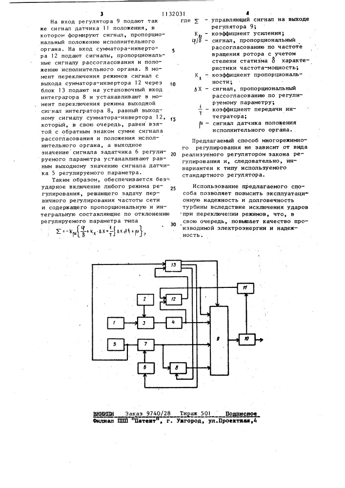 Способ регулирования паровой турбины (патент 1132031)