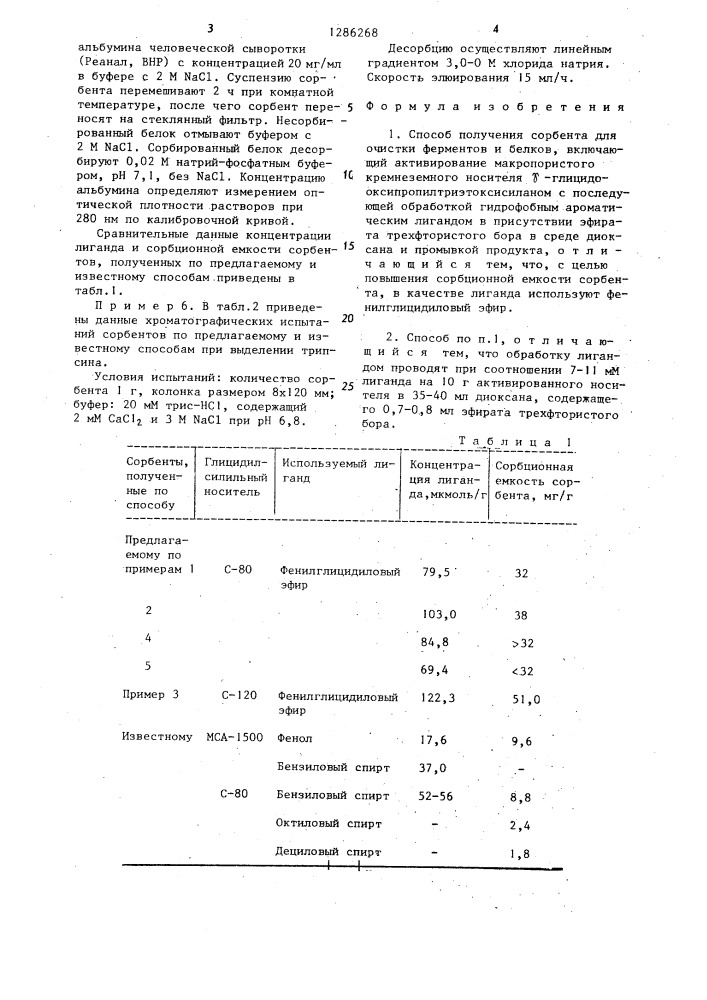 Способ получения сорбента для очистки ферментов и белков (патент 1286268)