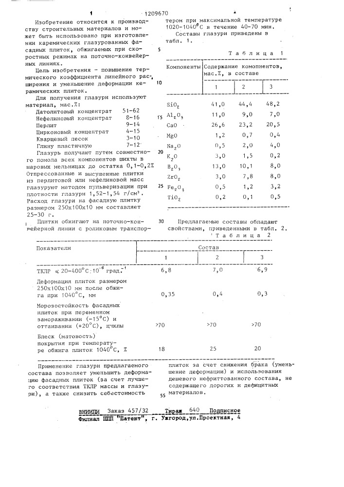 Нефриттованная глазурь (патент 1209670)