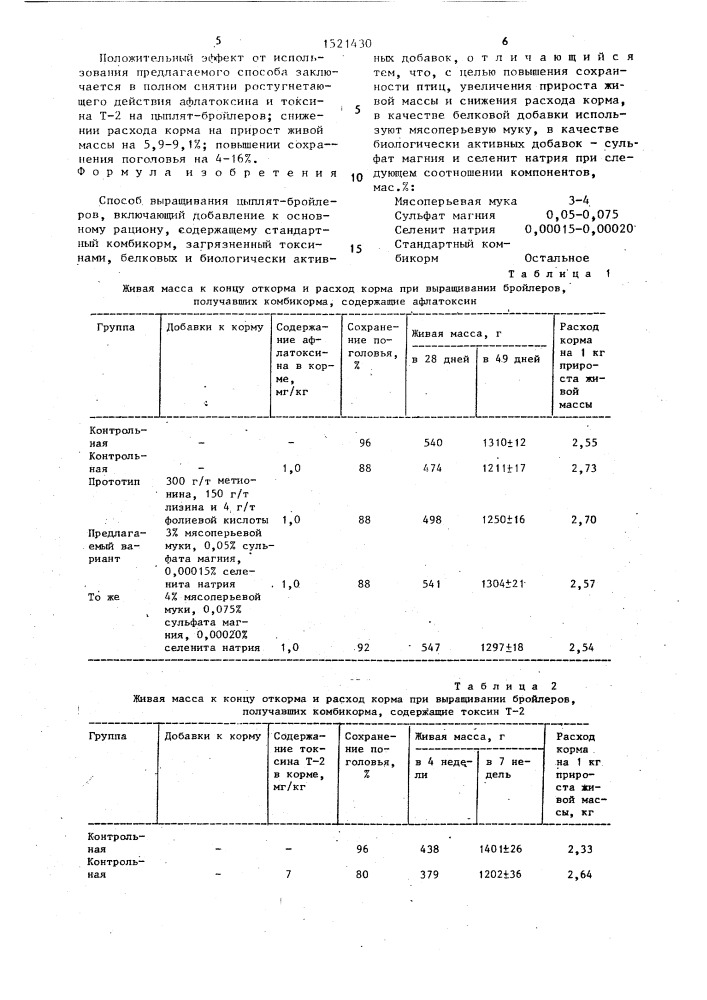 Способ выращивания цыплят-бройлеров (патент 1521430)