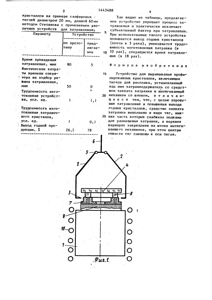 Устройство для выращивания профилированных кристаллов (патент 1443488)