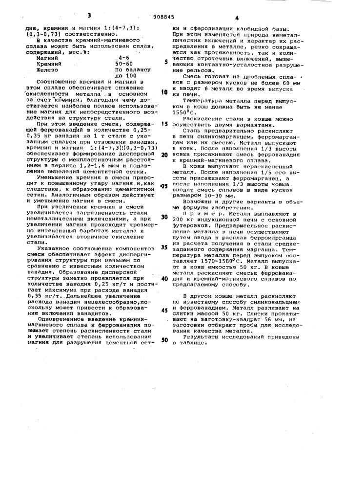 Способ раскисления рельсовой стали (патент 908845)