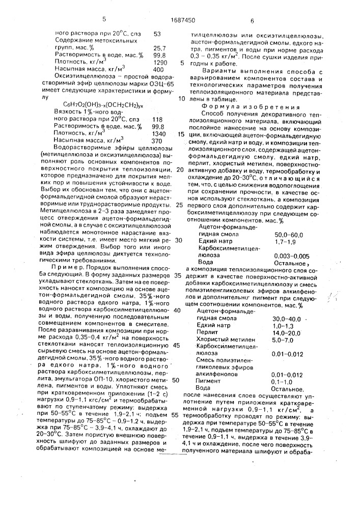 Способ получения декоративного теплоизоляционного материала (патент 1687450)