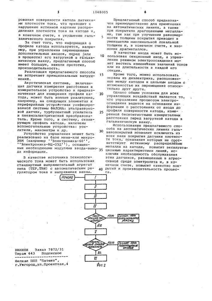 Способ автоматического управления процессами электроосаждения (патент 1048005)