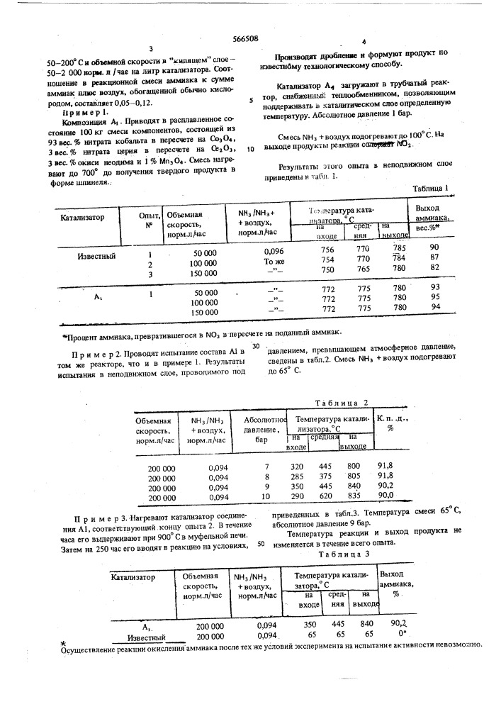 Катализатор для окисления аммиака (патент 566508)