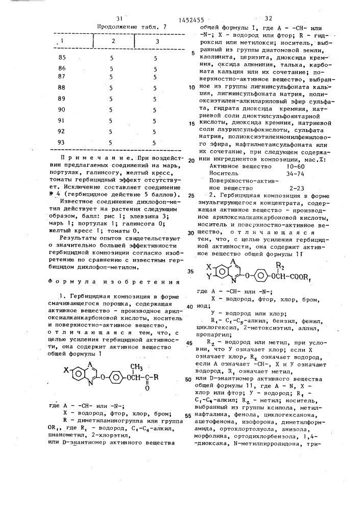 Гербицидная композиция (ее варианты) (патент 1452455)