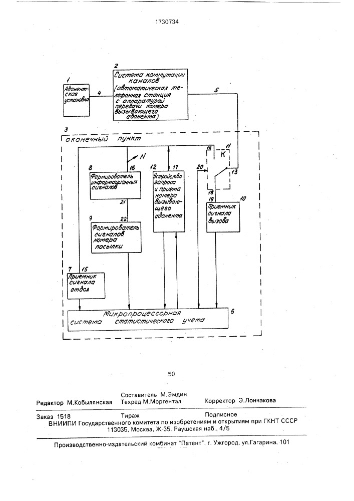 Способ передачи и приема информации в системе коммутации каналов (патент 1730734)