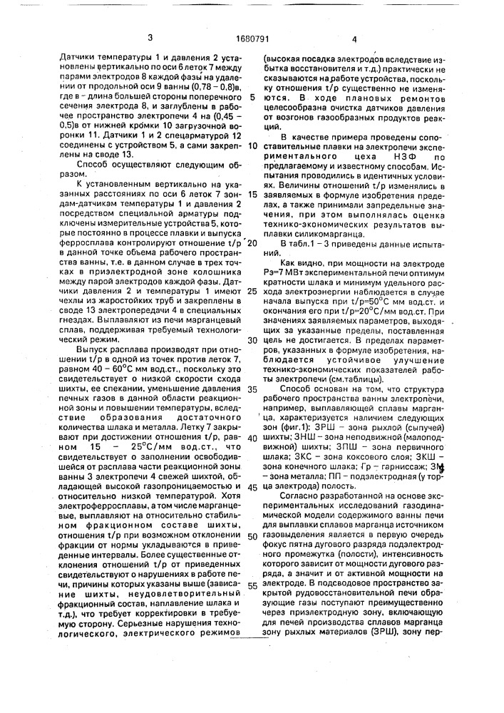 Способ управления плавкой силикомарганца в прямоугольной рудовосстановительной электропечи (патент 1680791)