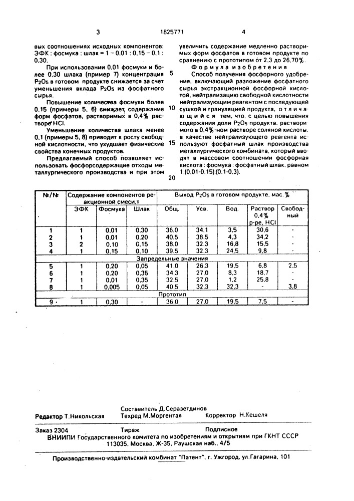 Способ получения фосфорного удобрения (патент 1825771)