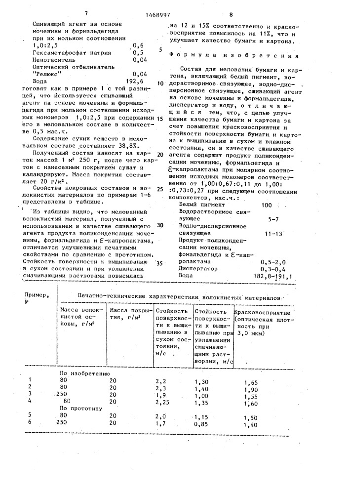 Состав для мелования бумаги и картона (патент 1468997)