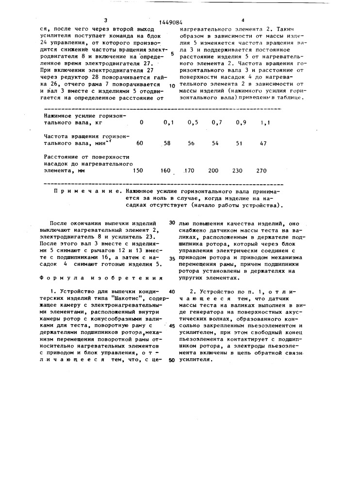 Устройство для выпечки кондитерских изделий типа "шакотис (патент 1449084)