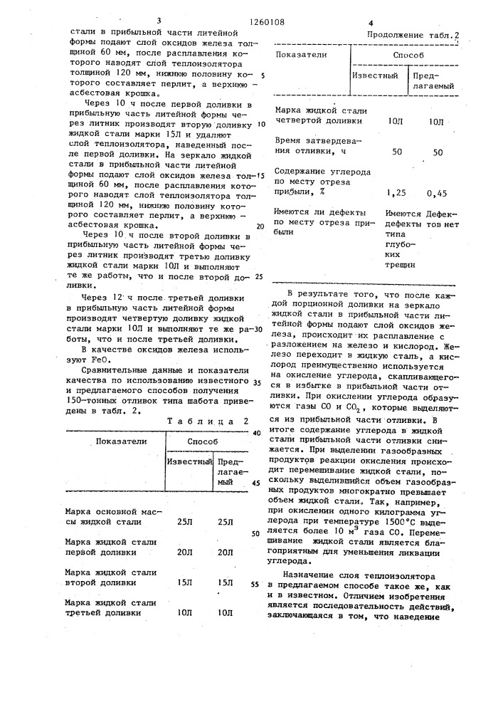 Способ получения крупной стальной отливки (патент 1260108)