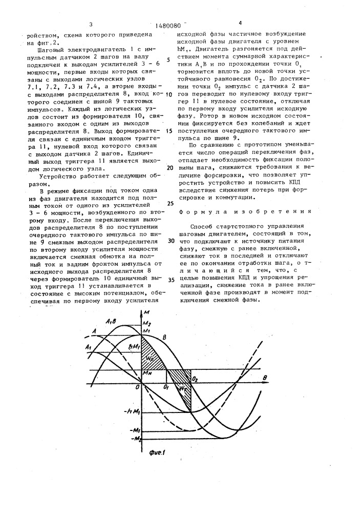 Способ старт-стопного управления шаговым двигателем (патент 1480080)