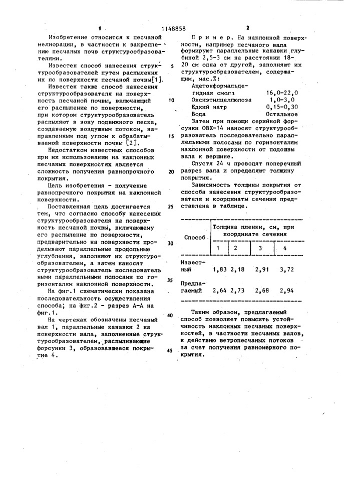 Способ нанесения структурообразователя на поверхность песчаной почвы (патент 1148858)