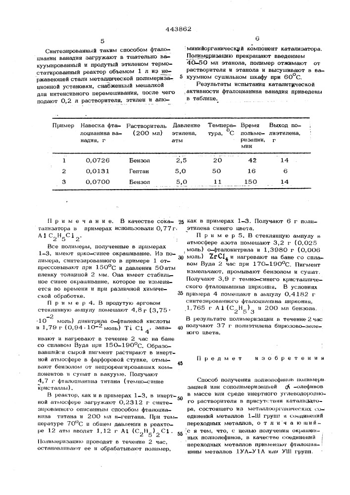 Способ получения полиолефинов (патент 443862)