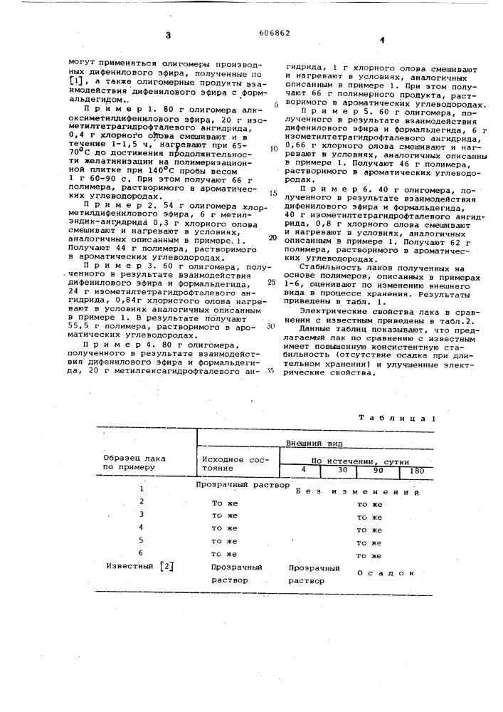 Способ получения электроизоляционного лака (патент 606862)