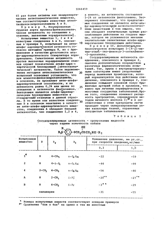 Способ получения алкилтиофеноксипропаноламинов или их солей (патент 1066459)