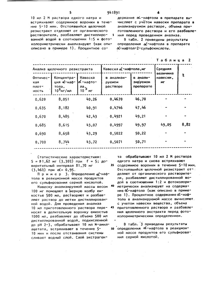 Способ определения @ -нафтола в водном растворе (патент 941891)