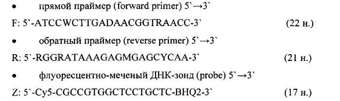 Набор олигодезоксирибонуклеотидных праймеров и флуоресцентно-меченого зонда для идентификации днк бокавируса человека (патент 2541772)