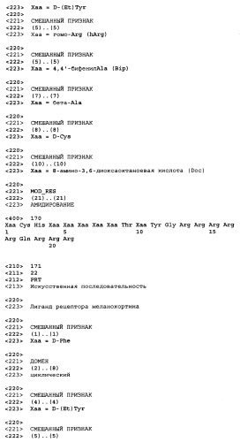 Лиганды рецепторов меланокортинов (патент 2401841)