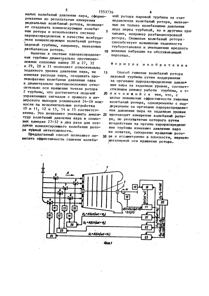 Способ гашения колебаний ротора паровой турбины (патент 1553736)