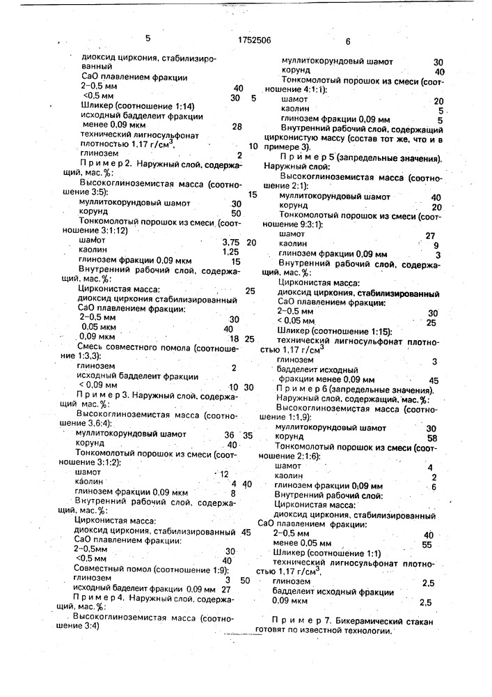 Бикерамический стакан для разливки стали (патент 1752506)