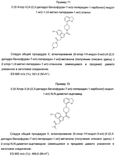 Производные индол-3-ил-карбонил-пиперидина и пиперазина (патент 2422442)