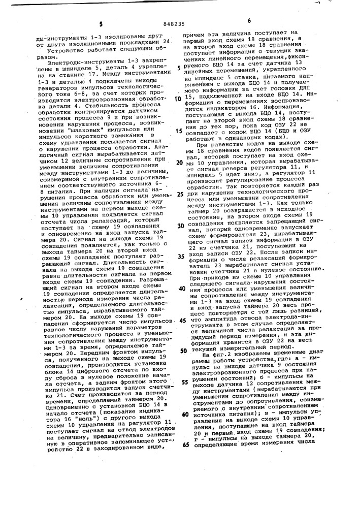 Способ электроэрозионной обработкии устройство для его осуществления (патент 848235)