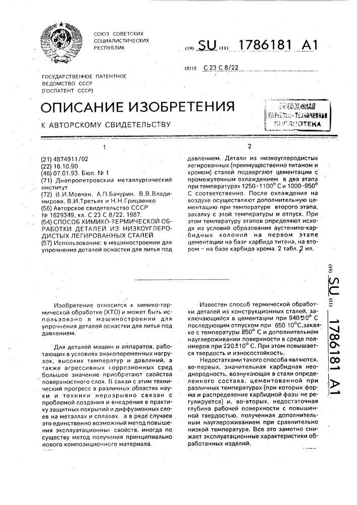 Способ химико-термической обработки деталей из низкоуглеродистых легированных сталей (патент 1786181)