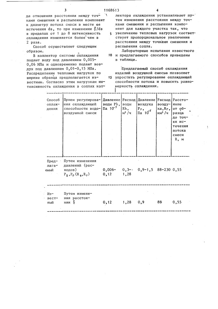 Способ охлаждения изделий водовоздушной смесью (патент 1168613)