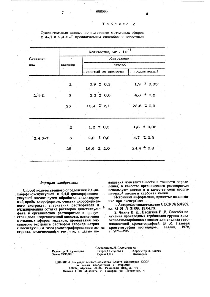Способ количественного определения 2,4- дихлорфеноксиуксусной и 2,4,5трихлорфеноксиуксусной кислот (патент 608096)