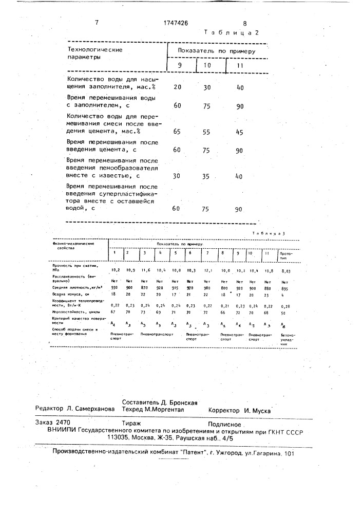 Сырьевая смесь для приготовления пенобетона и способ ее приготовления (патент 1747426)