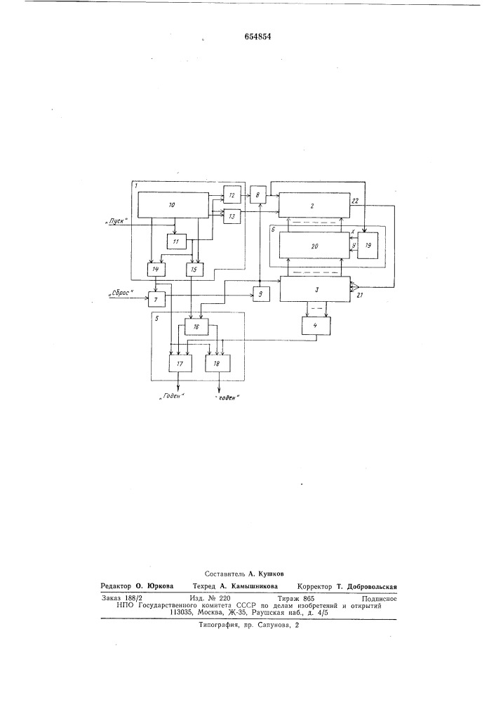 Устройство для контроля качества поверхности и формы проекции изделий (патент 654854)