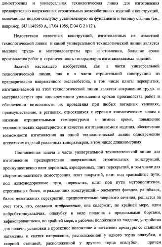 Универсальная технологическая линия для изготовления предварительно напряженных строительных конструкций, строительная конструкция и плита перекрытия, изготовленные на этой технологической линии (патент 2311290)