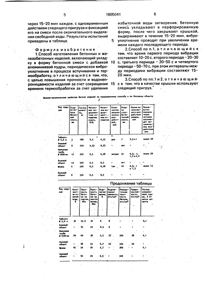 Способ изготовления бетонных и железобетонных изделий (патент 1805041)