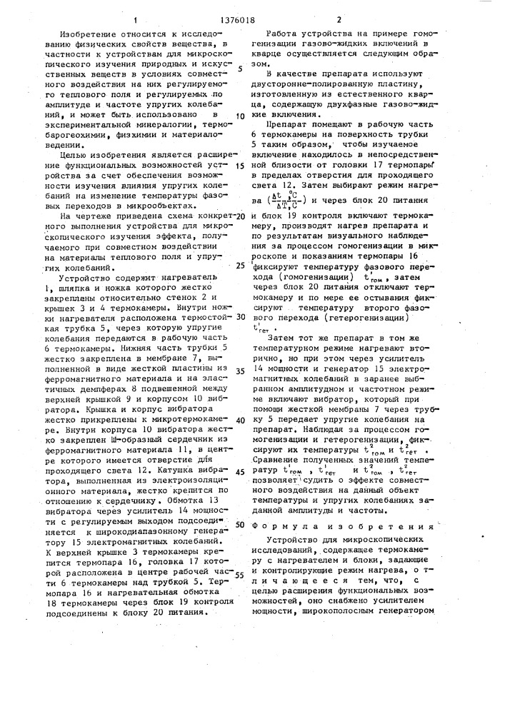 Устройство для микроскопических исследований (патент 1376018)