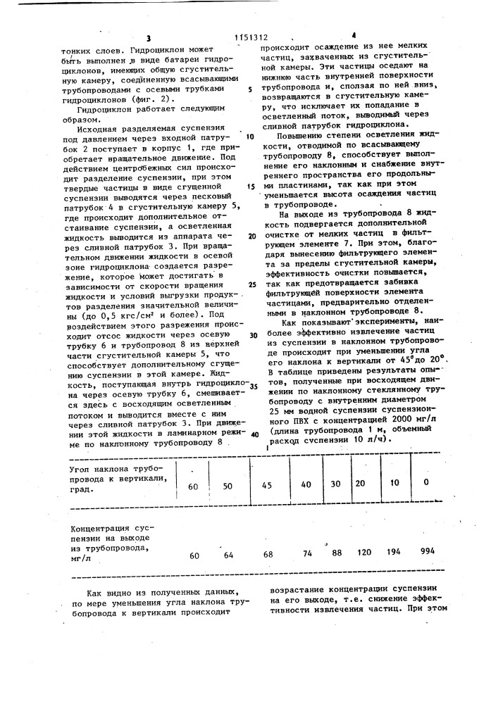 Гидроциклон (патент 1151312)