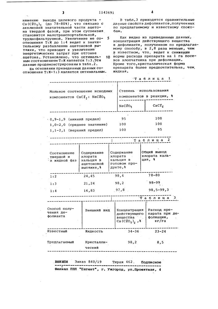 Способ получения хлорат-хлорид- @ кальциевого дефолианта (патент 1143691)