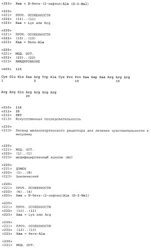 Применение меланокортинов для лечения чувствительности к инсулину (патент 2453328)