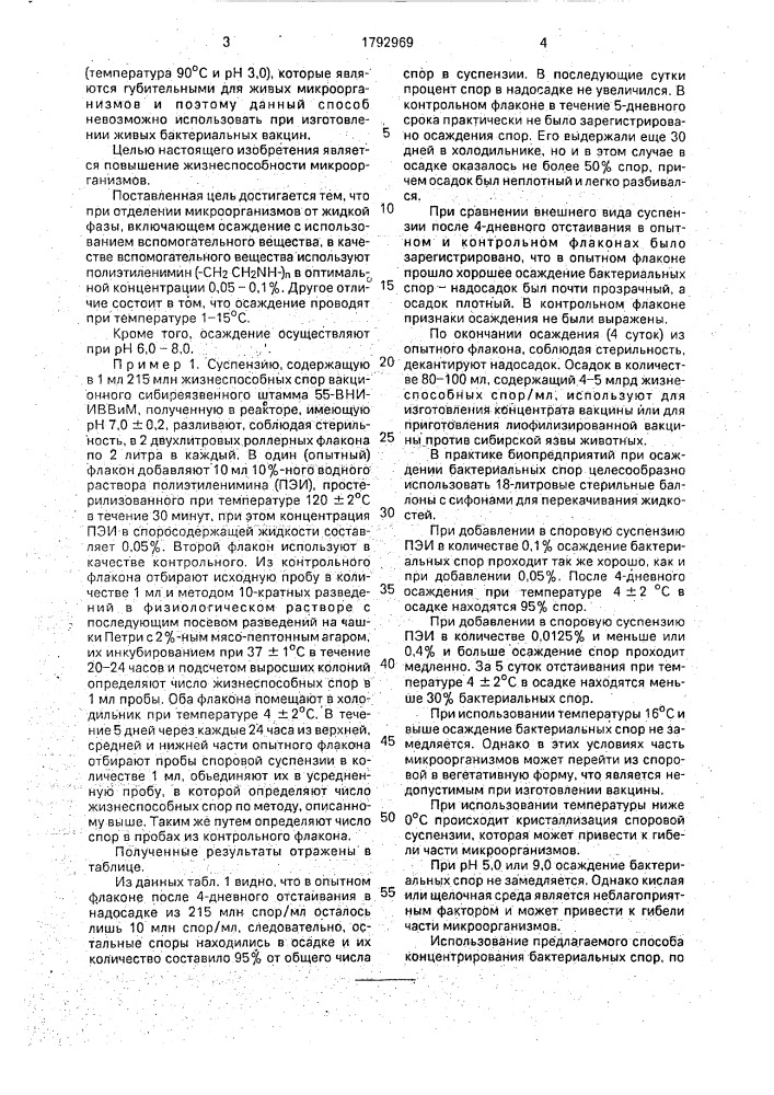 Способ концентрирования бактериальных спор (патент 1792969)