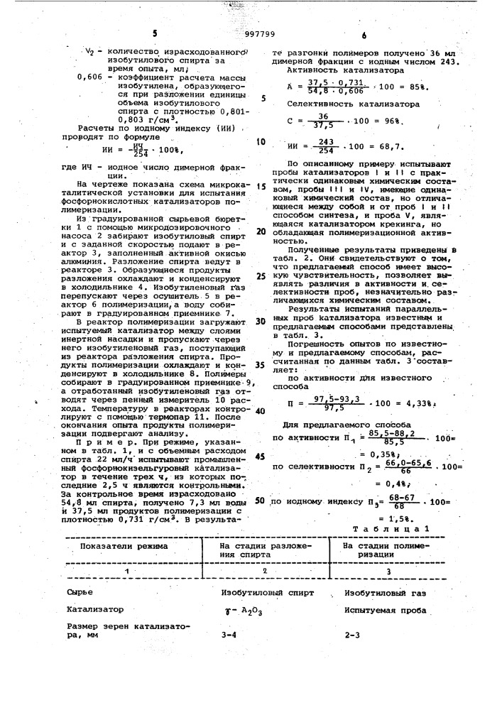 Способ определения активности фосфорнокислотного катализатора для полимеризации олефинсодержащих газов (патент 997799)