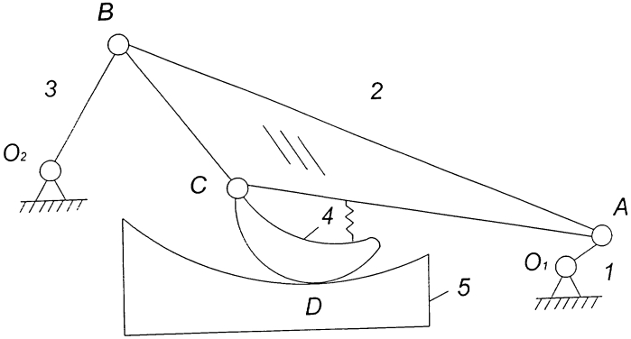 Пятизвенный механизм с перекатывающимся рычагом (патент 2554177)
