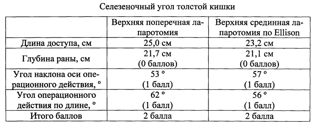 Способ определения оптимального лапаротомного доступа при операциях на поперечно-ободочном отделе толстой кишки (патент 2649571)