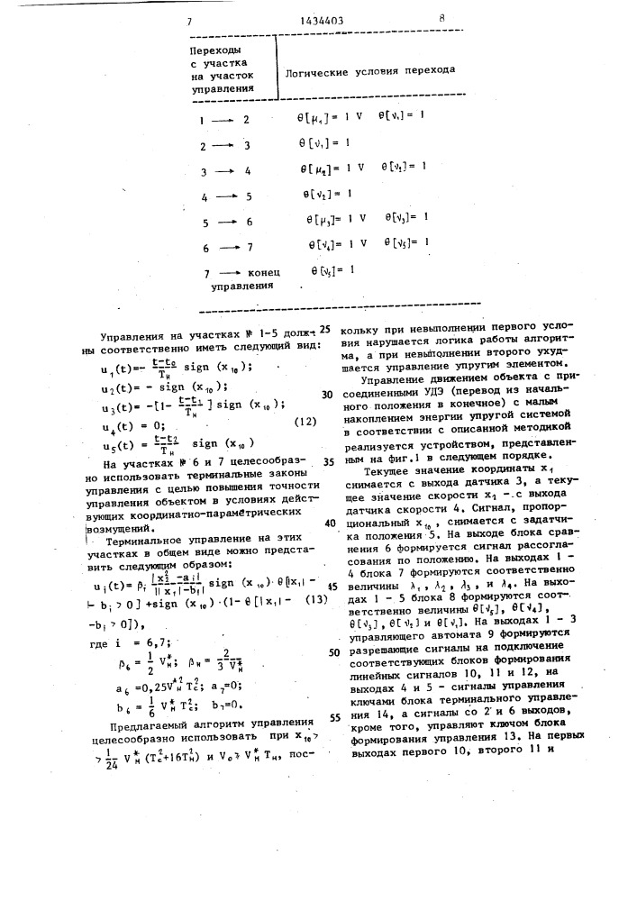 Система терминального управления упругим объектом (патент 1434403)